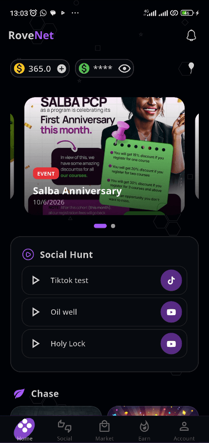 Rovenet home screen