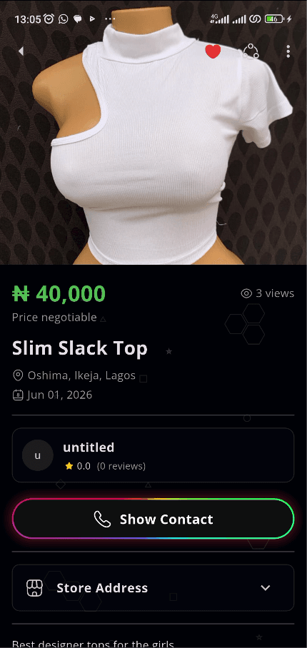 Marketplace listing detail page